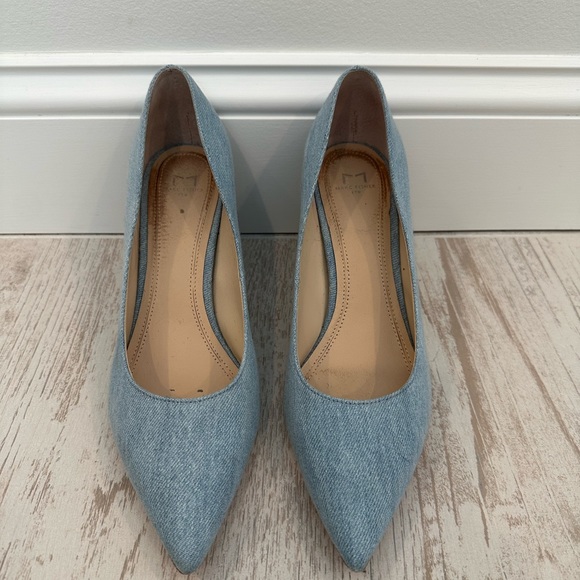 Marc Fisher | ZALA BLOCK HEEL POINTY TOE PUMP | Light Blue Denim | Size 8 - Picture 12 of 12